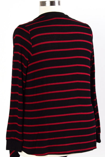 Plus Size Clothing for Women - Isabella Striped Waterfall Cardi - Black/Red - Society+ - Society Plus - Buy Online Now! - 2