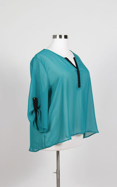 Plus Size Clothing for Women - Envelope Back Top - Teal - Society+ - Society Plus - Buy Online Now! - 5