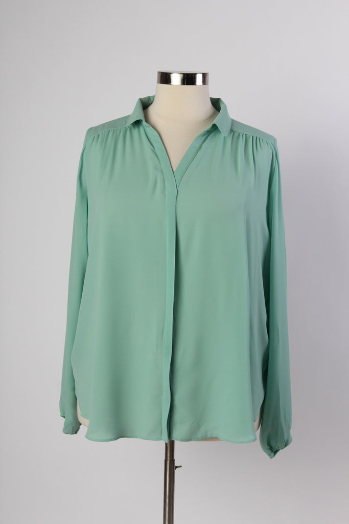 Plus Size Clothing for Women - Mary Tyler Button-Up Blouse - Sage - Society+ - Society Plus - Buy Online Now! - 1