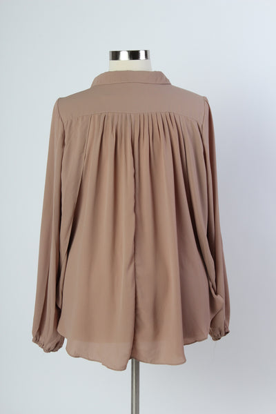 Plus Size Clothing for Women - Mary Tyler Button-Up Blouse - Taupe - Society+ - Society Plus - Buy Online Now! - 2