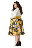 Soiree Midi Skirt - Yellow/Silver Floral
