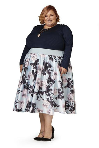 Soiree Midi Skirt - Silver/Pink Floral