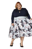 Soiree Midi Skirt - Silver/Pink Floral