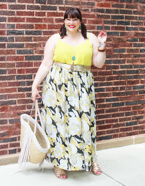 Plus Size Clothing for Women - Twirl Maxi Skirt with Pockets - Yellow - Society+ - Society Plus - Buy Online Now! - 3