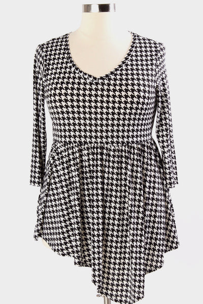 Plus Size Clothing for Women - Seraphina Peplum Top - Black/White - Society+ - Society Plus - Buy Online Now! - 1