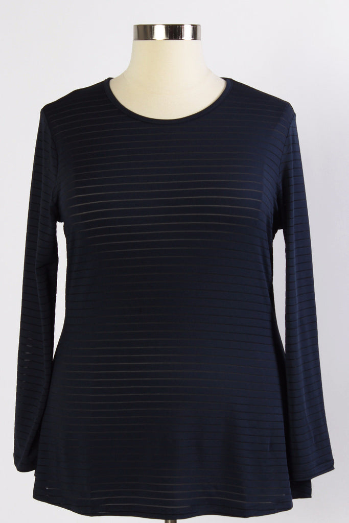 Plus Size Clothing for Women - Sheer Luck Long Sleeve Top - Navy - Society+ - Society Plus - Buy Online Now! - 1