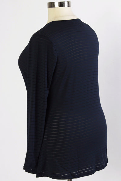 Plus Size Clothing for Women - Sheer Luck Long Sleeve Top - Navy - Society+ - Society Plus - Buy Online Now! - 2
