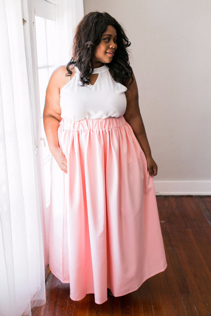 Plus Size Clothing for Women - Twirl Maxi Skirt with Pockets - Pink - Society+ - Society Plus - Buy Online Now! - 1