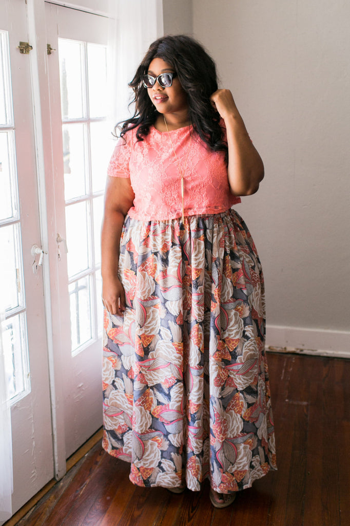 Plus Size Clothing for Women - Twirl Maxi Skirt with Pockets - Salmon - Society+ - Society Plus - Buy Online Now! - 1