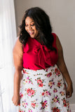 Plus Size Clothing for Women - Sleeveless Bow Blouse - Red - Society+ - Society Plus - Buy Online Now! - 1
