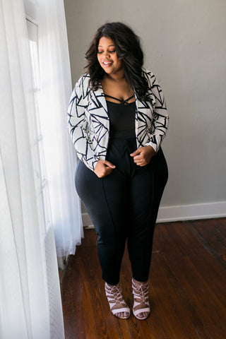 Plus Size Clothing for Women - Abstract Blazer - White for Curves On A Budget - Society+ - Society Plus - Buy Online Now! - 1