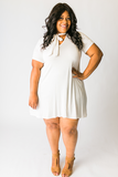 Plus Size Clothing for Women - Bow Tie Babydoll Dress - White - Society+ - Society Plus - Buy Online Now! - 1