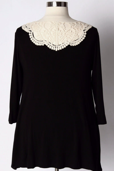 Plus Size Clothing for Women - Wednesday Lace Bib Tunic - Black/Ivory - Society+ - Society Plus - Buy Online Now! - 3