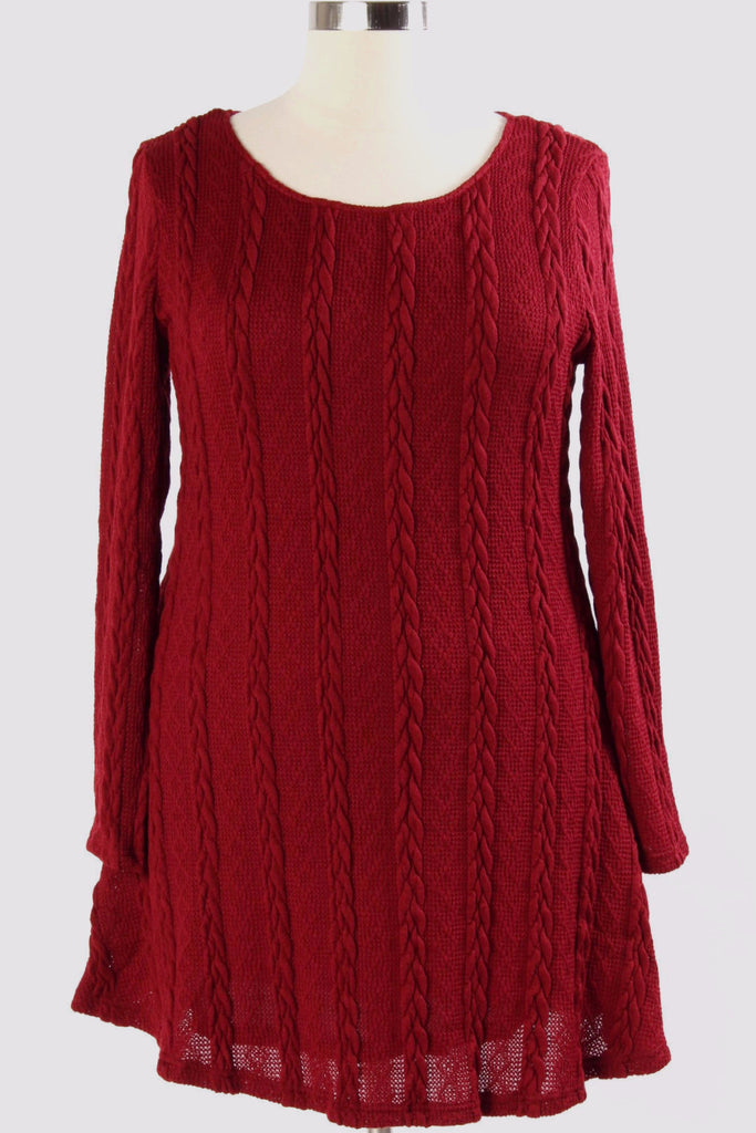 Plus Size Clothing for Women - Willa Willa Sweater Dress - Wine - Society+ - Society Plus - Buy Online Now! - 1