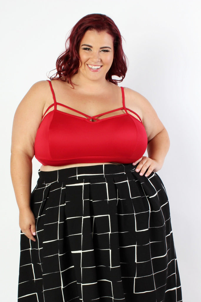 Plus Size Clothing for Women - Jessica Kane Caged Crop Top - Red - Society+ - Society Plus - Buy Online Now! - 1