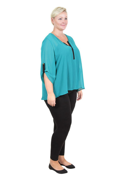 Plus Size Clothing for Women - Envelope Back Top - Teal - Society+ - Society Plus - Buy Online Now! - 3
