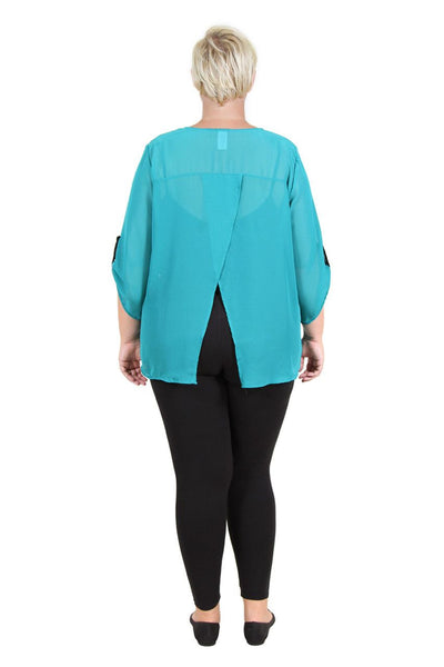 Plus Size Clothing for Women - Envelope Back Top - Teal - Society+ - Society Plus - Buy Online Now! - 4