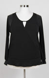 Plus Size Clothing for Women - Faux Leather Keyhole Top - Black - Society+ - Society Plus - Buy Online Now! - 1