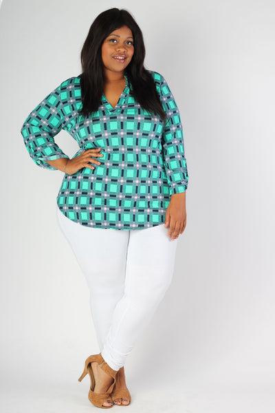 Plus Size Clothing for Women - Nautical Checkered Top - Society+ - Society Plus - Buy Online Now! - 1