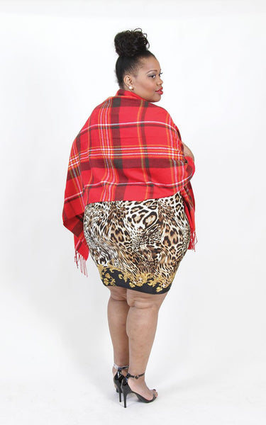 Plus Size Clothing for Women - Red Button Plaid Scarf - Society+ - Society Plus - Buy Online Now! - 3