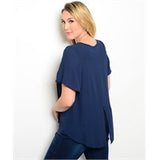 Plus Size Clothing for Women - Chiffon Split Hem Top - Navy - Society+ - Society Plus - Buy Online Now! - 1