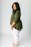 Plus Size Clothing for Women - Solid Half Sleeve Top - Olive - Society+ - Society Plus - Buy Online Now! - 2