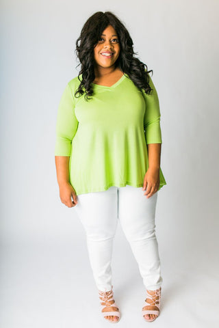Plus Size Clothing for Women - 3/4 Sleeve Top - Avocado - Society+ - Society Plus - Buy Online Now! - 1