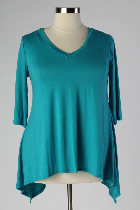 Plus Size Clothing for Women - Solid Half Sleeve Top - Teal - Society+ - Society Plus - Buy Online Now! - 1