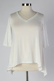 Plus Size Clothing for Women - Solid Half Sleeve Top - White - Society+ - Society Plus - Buy Online Now! - 1